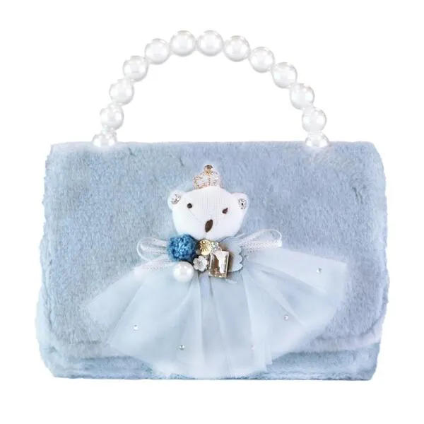 Princess Bear Furry Purse - Blue