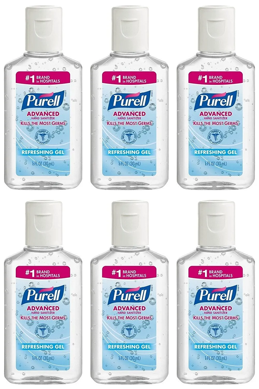 Purell Advanced Hand Sanitizer Refreshing Gel, 1 Fl Oz (6-Pack)