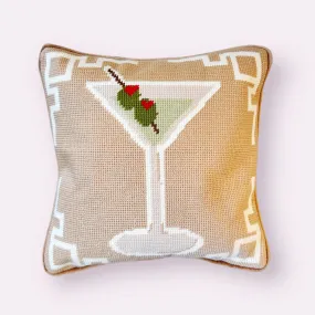 "Martini Magic" Hooked Pillow