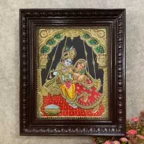 Radha Krishna 3D Tanjore Painting - Traditional Wall Art