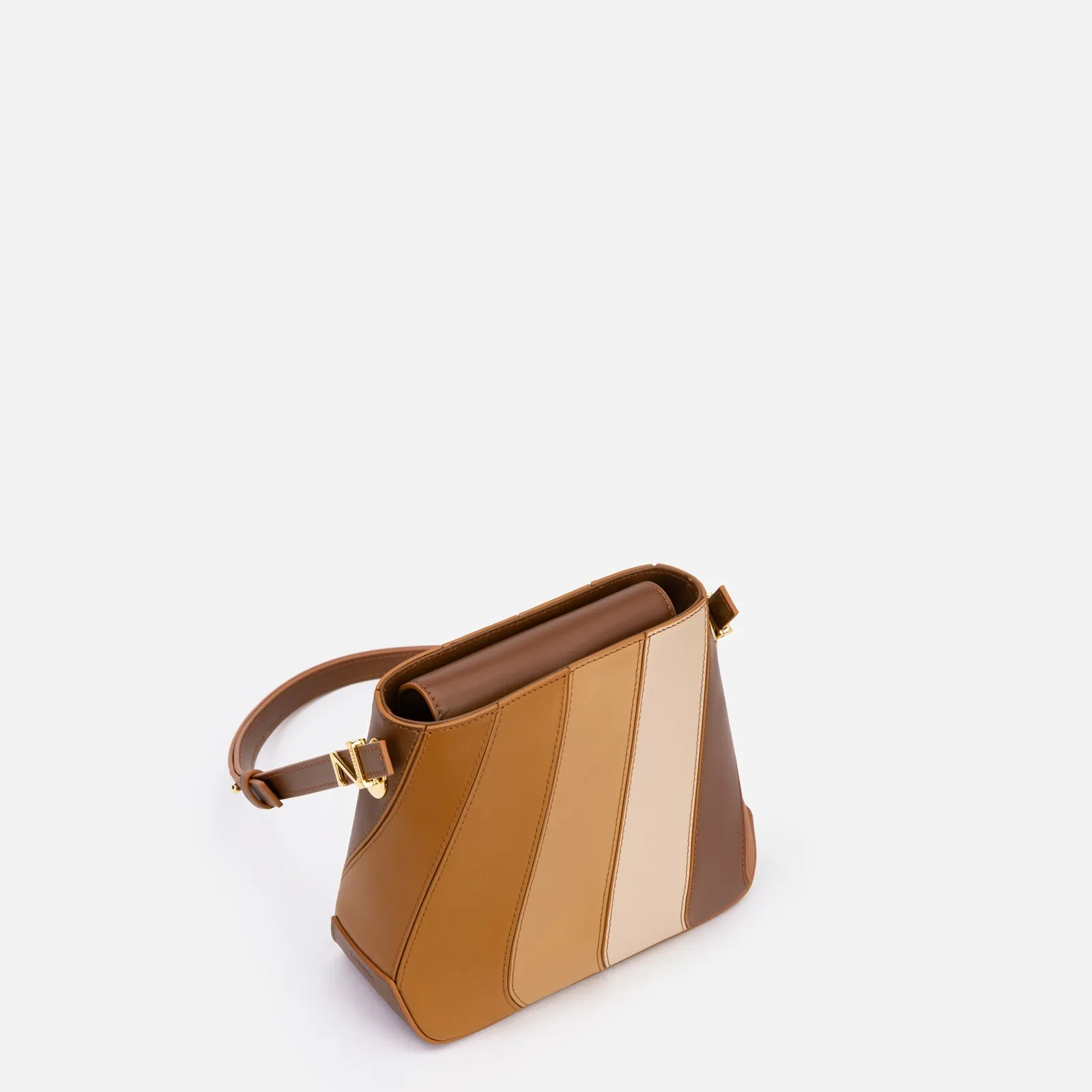 Rainbow Brown Leather Crossbody Bag