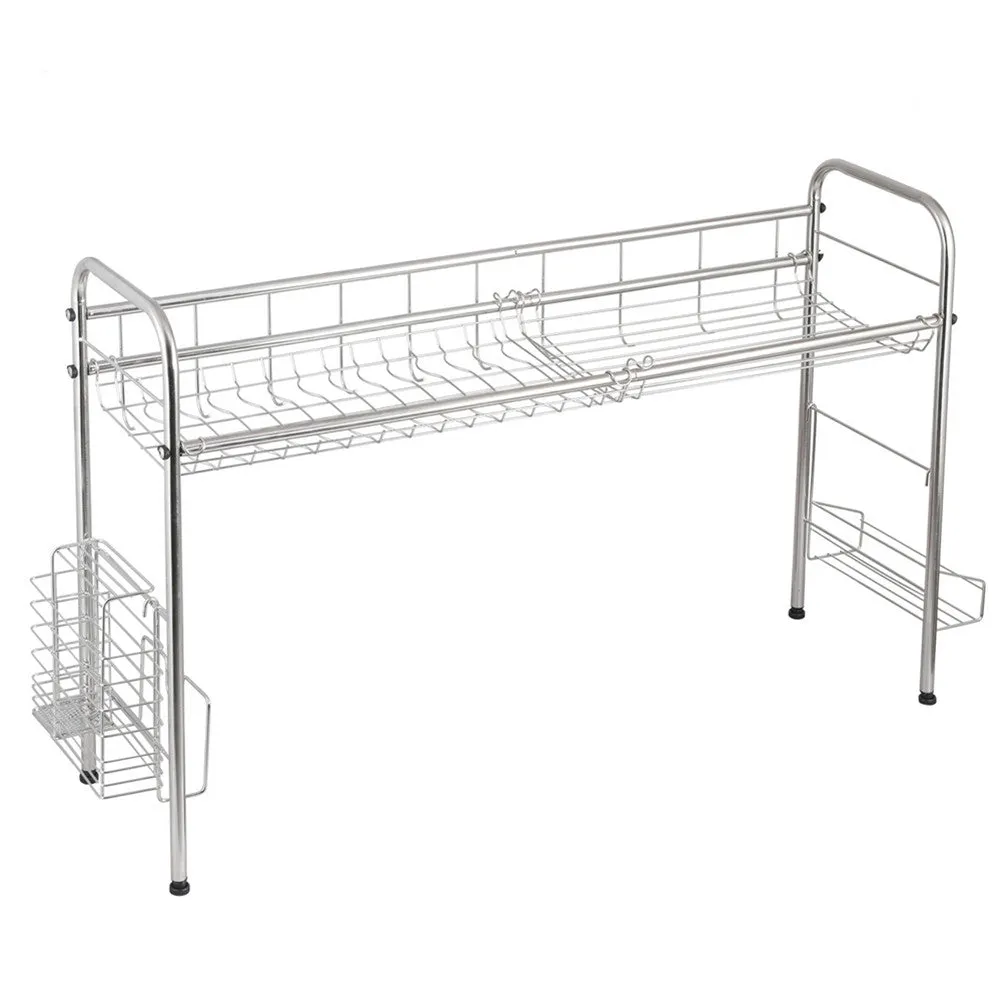 RONSHIN Single Layer Bowl Rack Shelf Dish Drainer Kitchen Organizer Silver