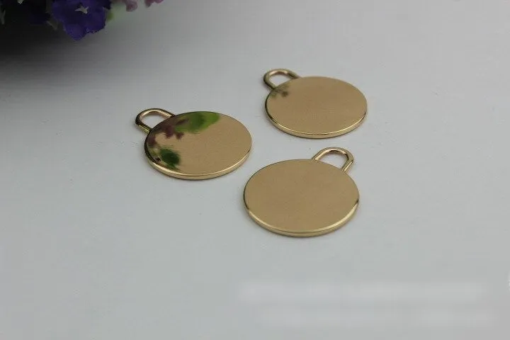 Round Tongue Zipper Pull Bag Hardware Charm Slider Metal Light Gold 1/10 pcs Wholesale Handmade Purse Handbag Making 25mm 1 Inch Supplies