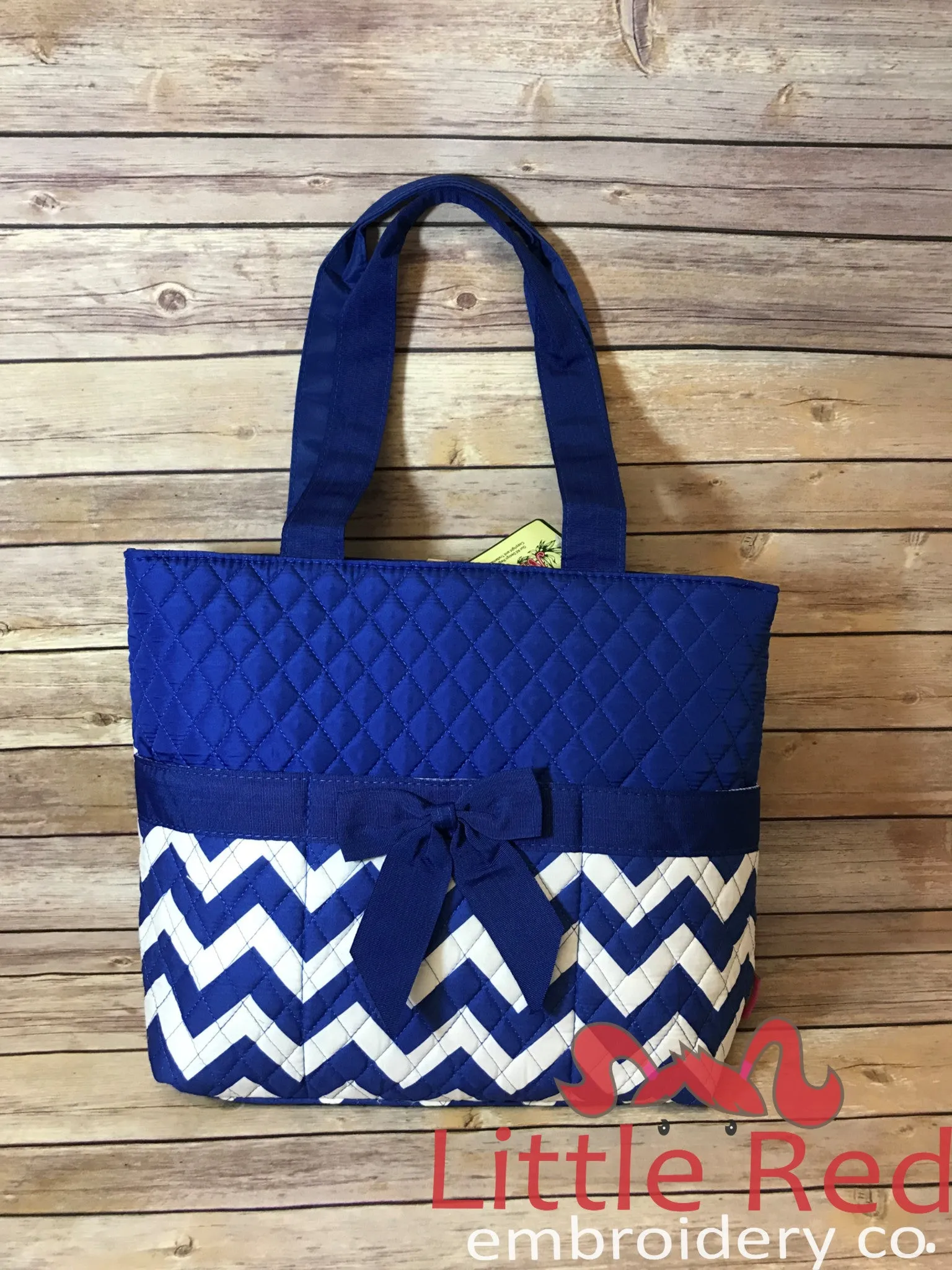 Royal/Royal & White Chevron Quilted Diaper Bag