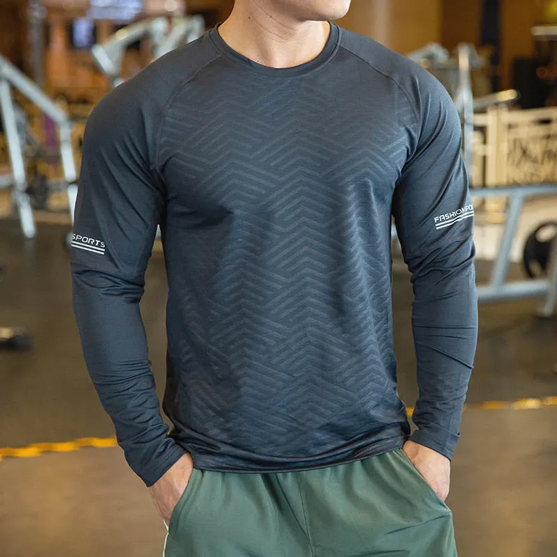 Running Sport Skinny T-shirt Men Compression Quick Dry Shirt Male Gym Fitness Bodybuilding Training Tee Tops Autumn MMA Clothing