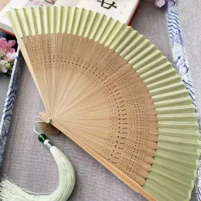 Sage Green Bamboo Handheld Fan