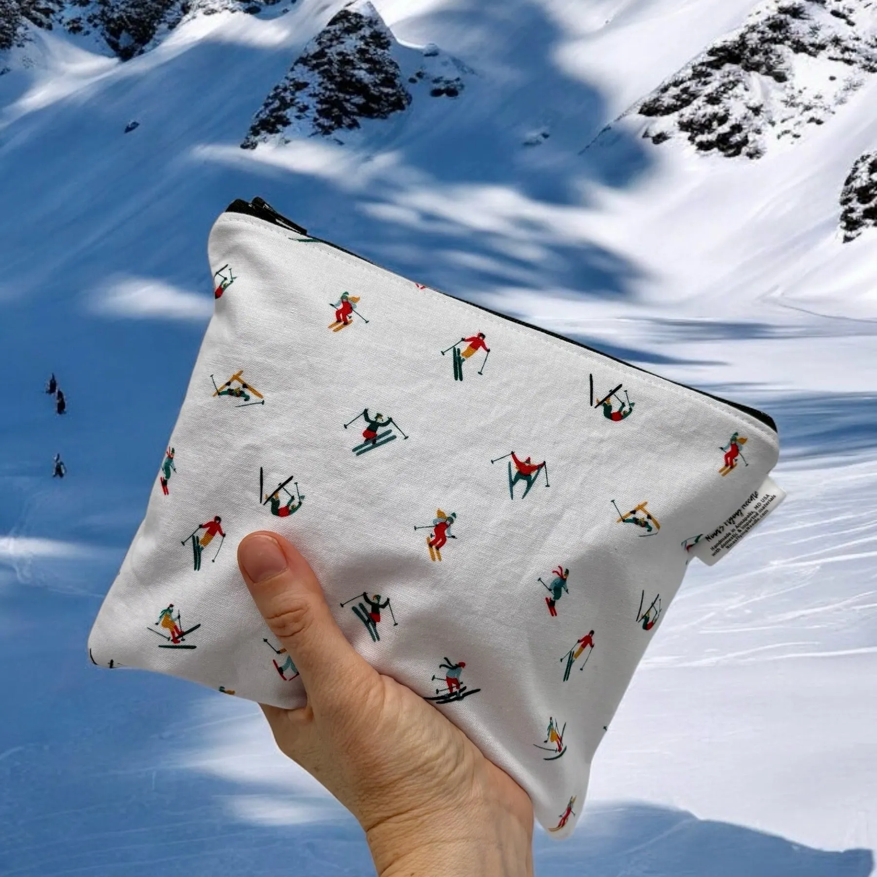 Sandwich Sized Reusable Zippered Bag Skiing