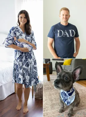 Serra Pregnancy Robe & Swaddle Set & Dad T-Shirt & Dog Bandana