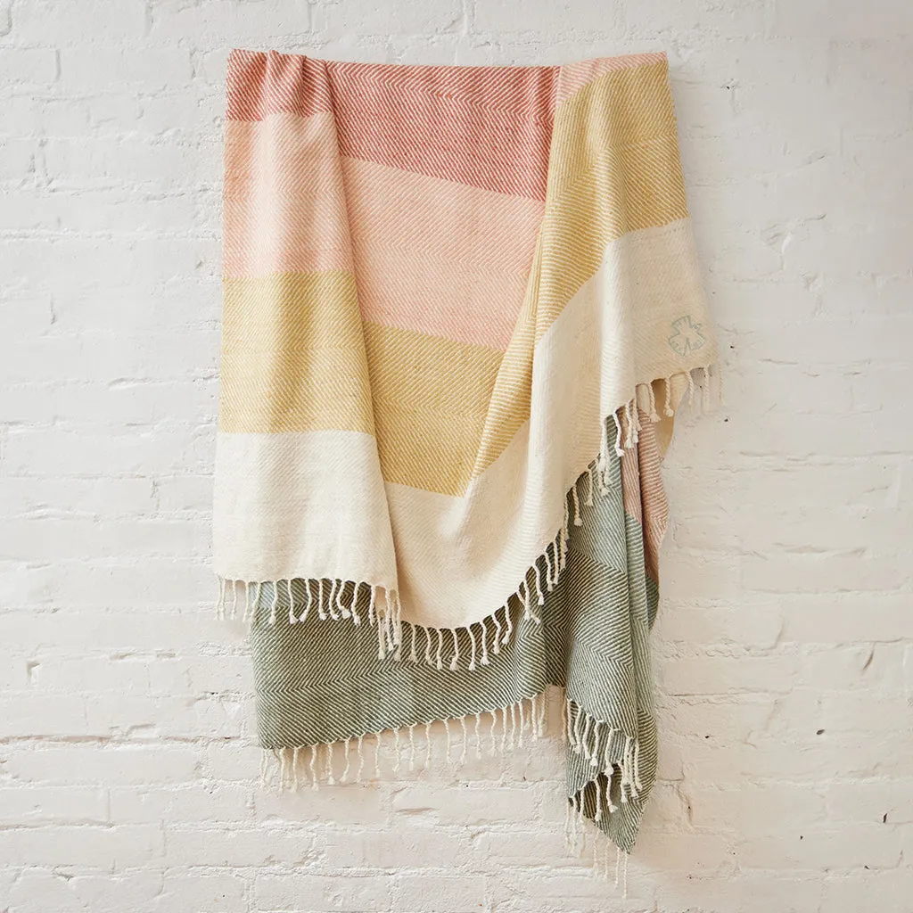 Silk Rainbow Chevron Throw