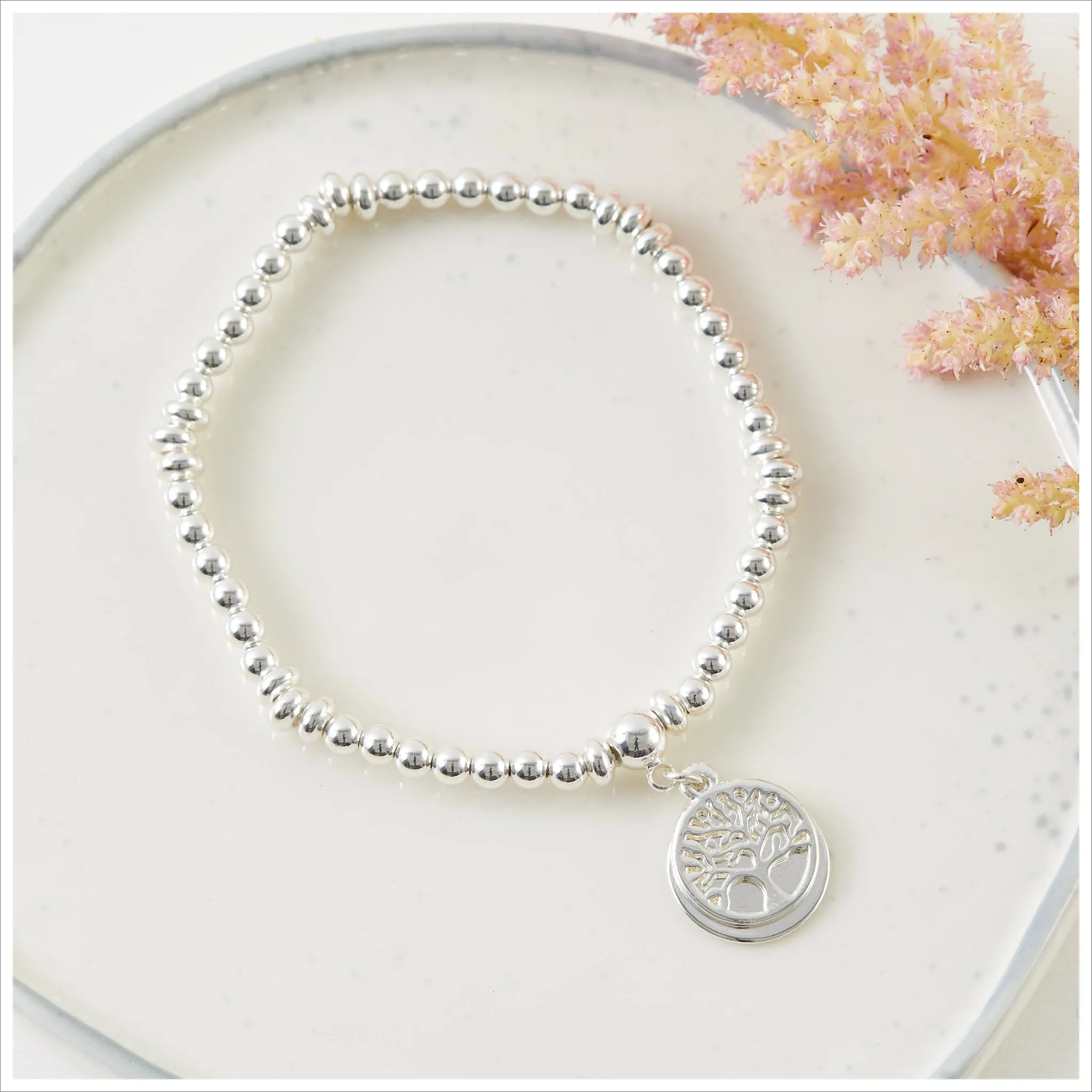 Silver Memory Tree Bracelet Sympathy Gift with Luxury Bag & Card