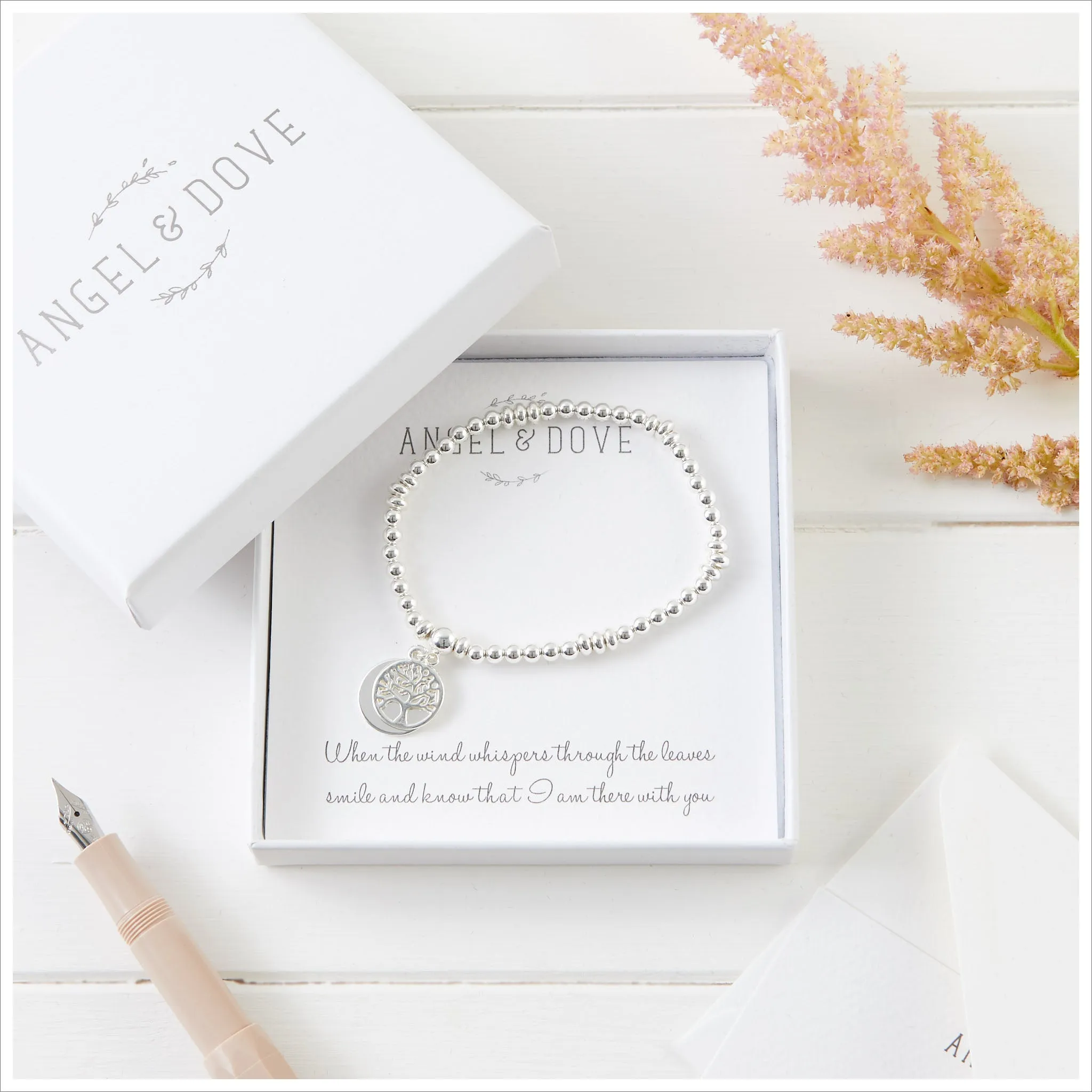 Silver Memory Tree Bracelet Sympathy Gift with Luxury Bag & Card