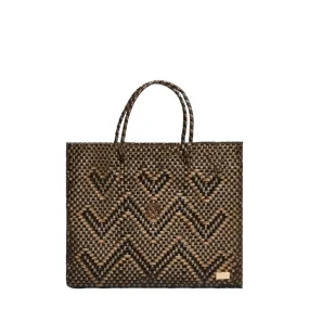 SMALL BLACK GOLD CHEVRON TOTE BAG