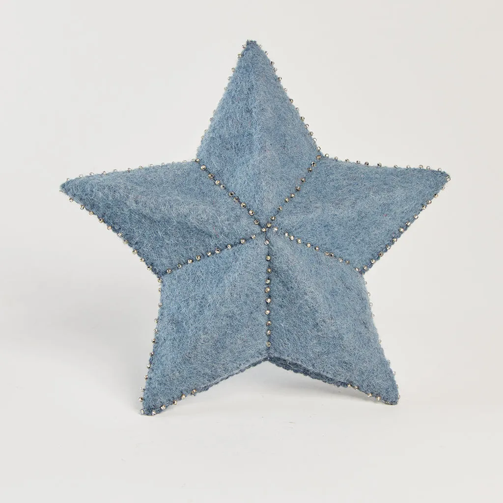 Small Blue Star Topper With Silver Beads