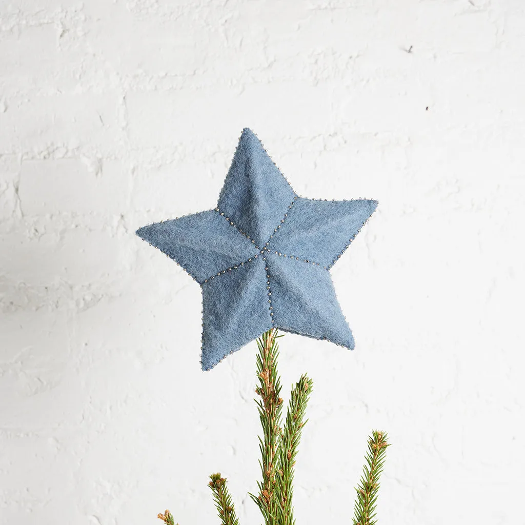 Small Blue Star Topper With Silver Beads