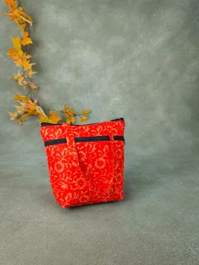 Small Handbag Orange Botanical Prints Design