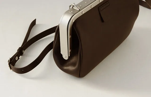 Small Leather Shoulder Bag - Train Conductors Bag Design / Brown -, Cross Body Bag