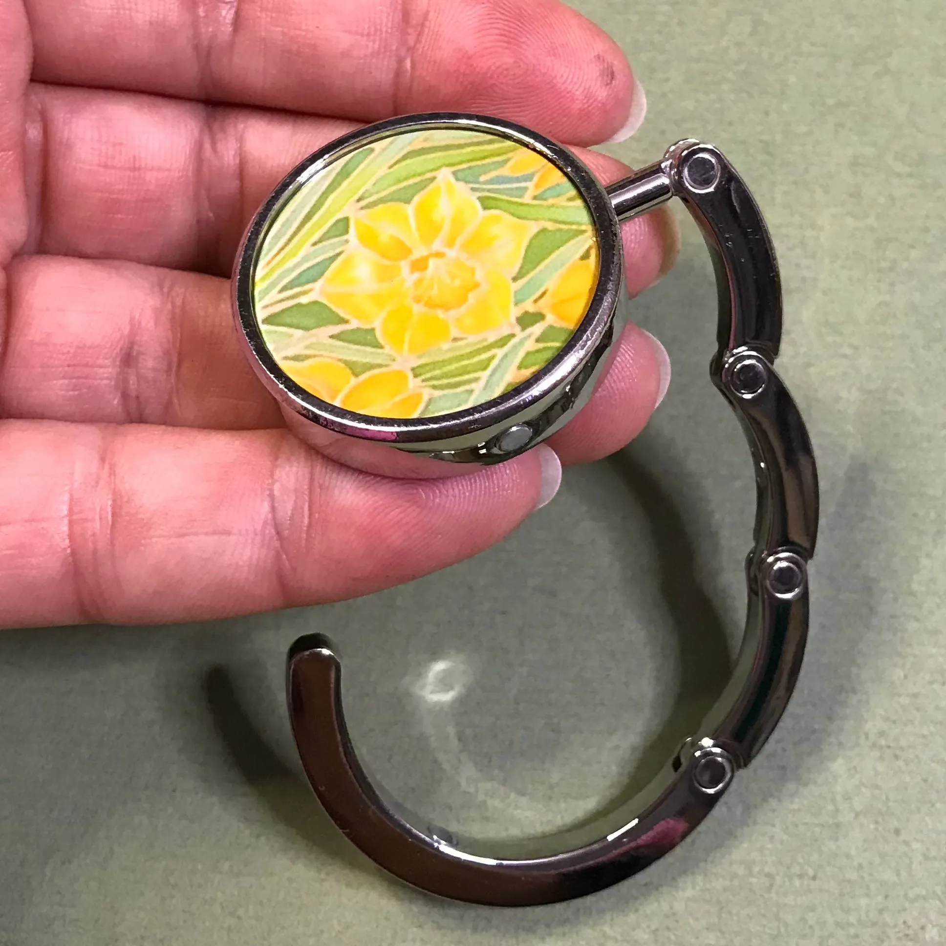 Spring Daffodils hand bag hanger - flower lovers gift for her