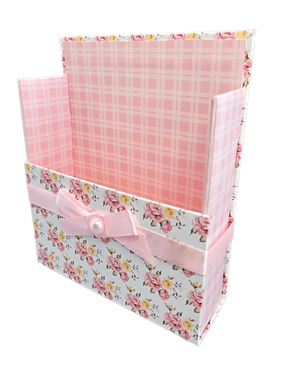 Stationery Gift Box Set w/Reusable Desktop Organizer Box-Pink