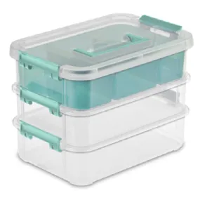 Sterilite 14138606 Stack & Carry 3 Layer Handle Box With Tray - Quantity of 2