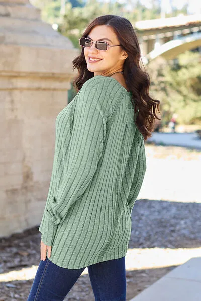 TEEK - Basic Bae Ribbed Long Sleeve Knit Top