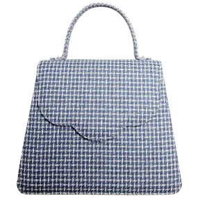 Top Handle Eco Wool Fabric Handbag Blue