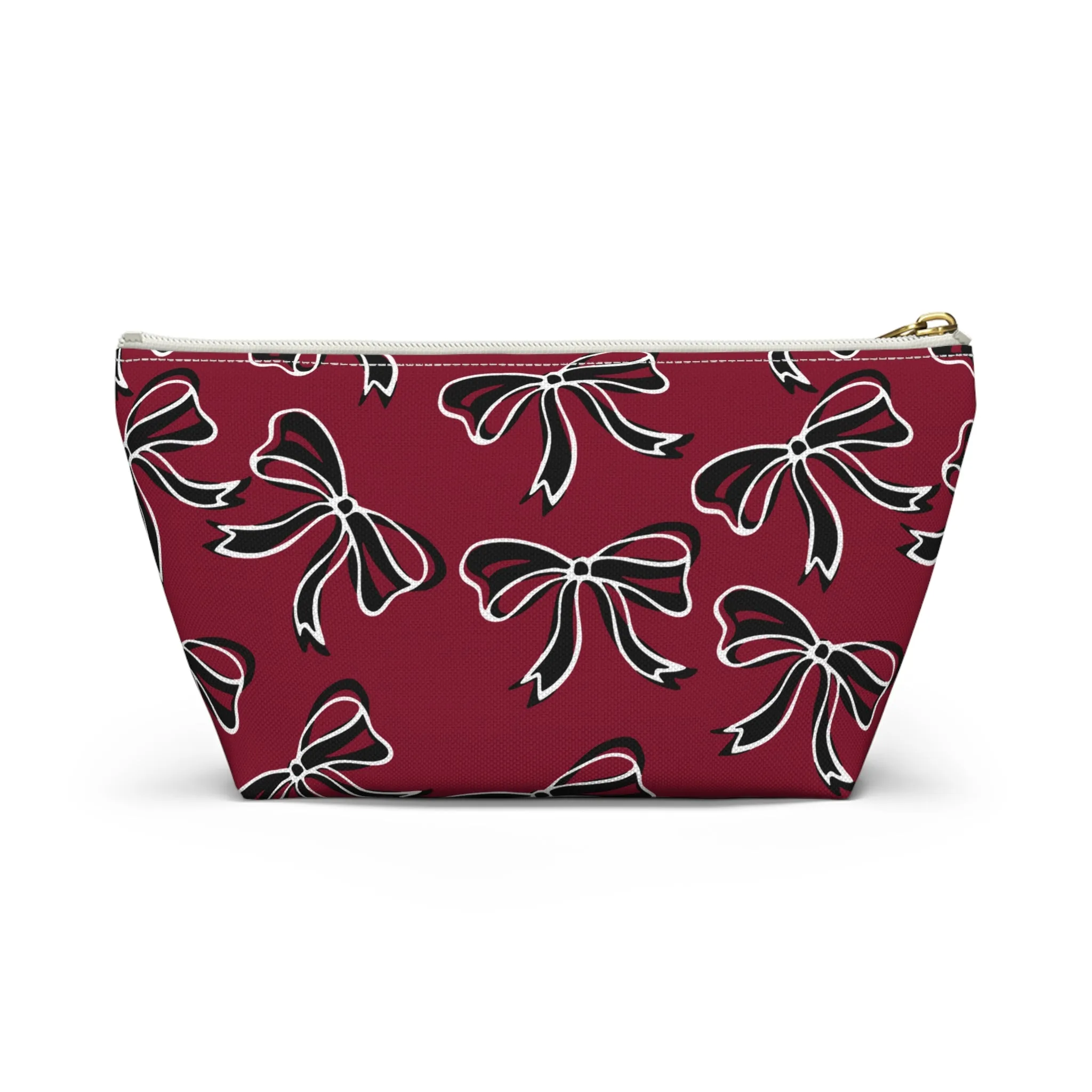 Trendy Bow Makeup Bag - Graduation Gift, Bed Party Gift, Acceptance Gift, College Gift, South Carolina, Gamecocks, USC, garnet and black