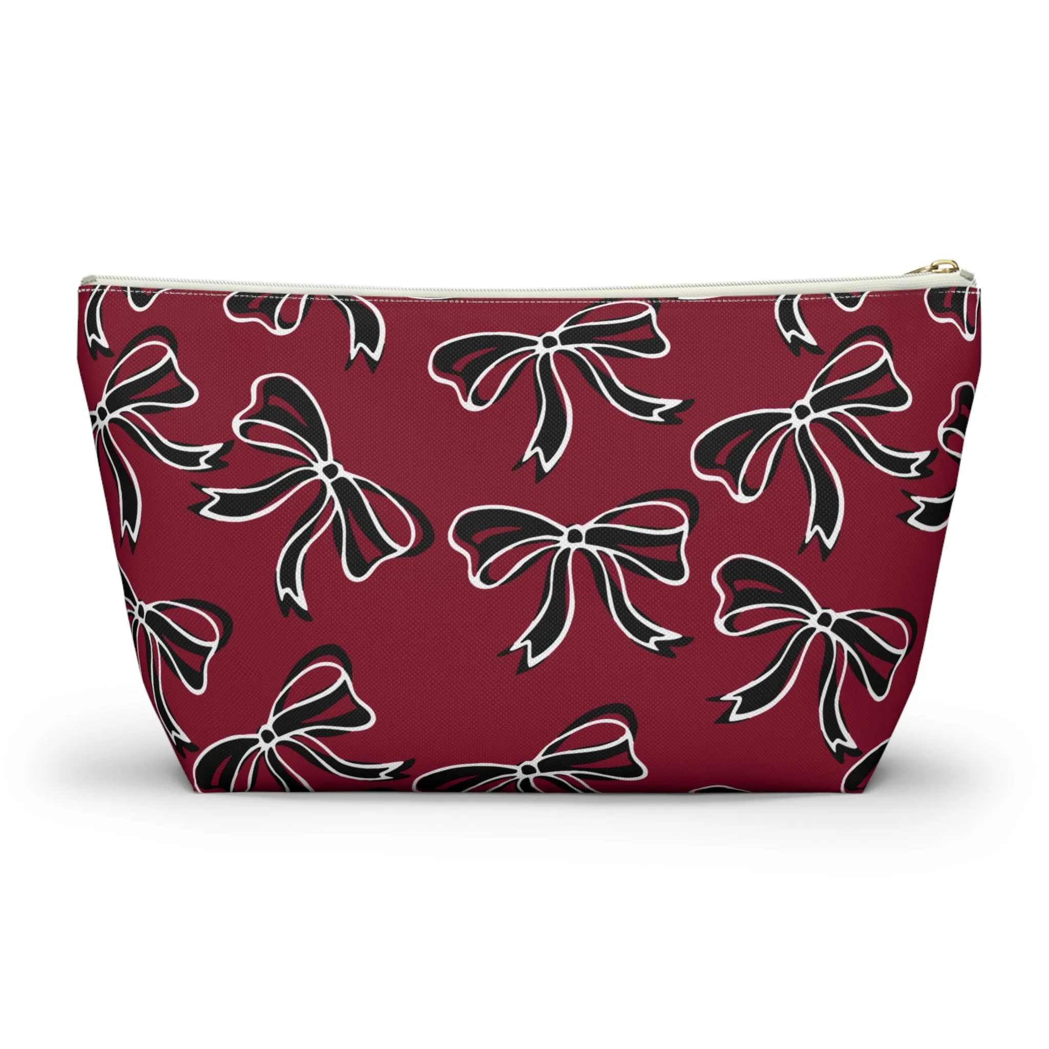 Trendy Bow Makeup Bag - Graduation Gift, Bed Party Gift, Acceptance Gift, College Gift, South Carolina, Gamecocks, USC, garnet and black