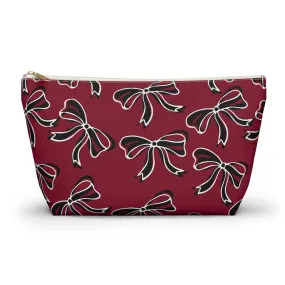 Trendy Bow Makeup Bag - Graduation Gift, Bed Party Gift, Acceptance Gift, College Gift, South Carolina, Gamecocks, USC, garnet and black