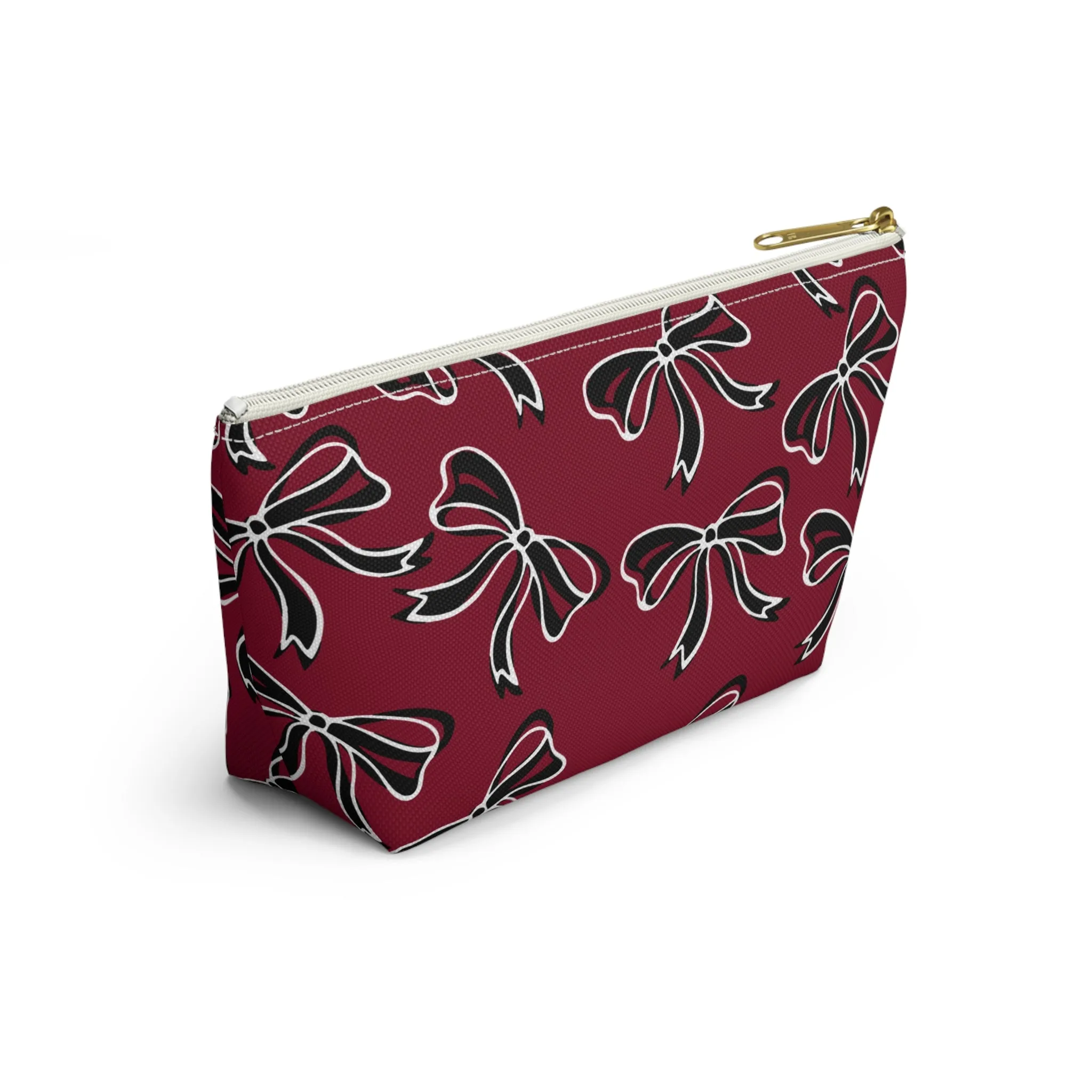 Trendy Bow Makeup Bag - Graduation Gift, Bed Party Gift, Acceptance Gift, College Gift, South Carolina, Gamecocks, USC, garnet and black