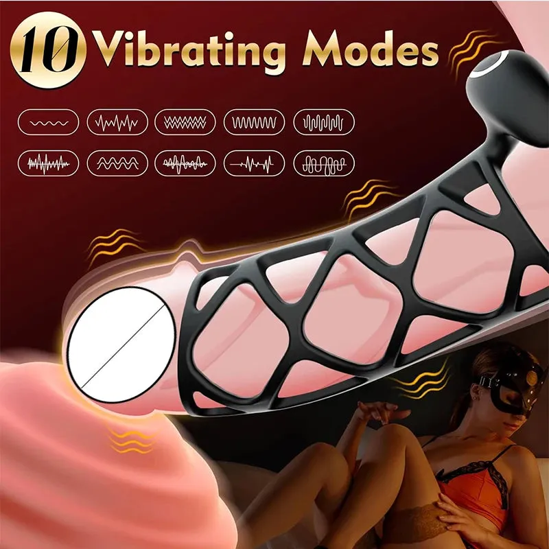 Vibrating Cock Ring Penis Sleeve Male Sex Toys - Silicone Delay Ejaculation Training