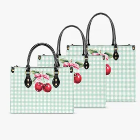 Women's Tote Bag - Rockabilly - Cherries Green Plaid