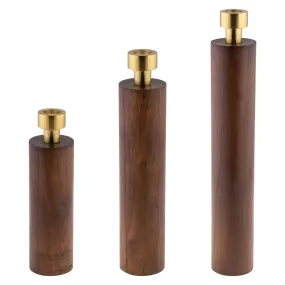 Wooden Candle Holders, Set of Three